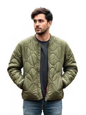 Ovadia & Sons Yardon Reversible Quilted Jacket, Olive & Orange, Men's Size Small